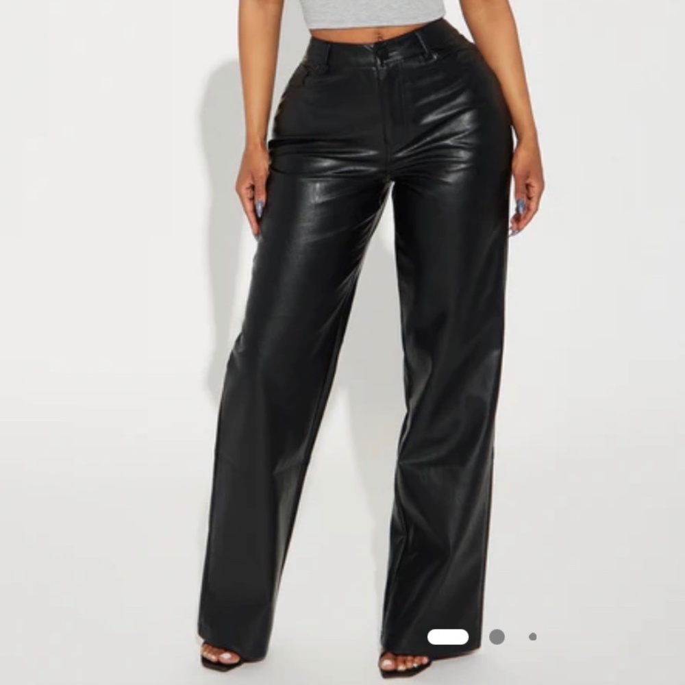 Black Faux Leather Trousers